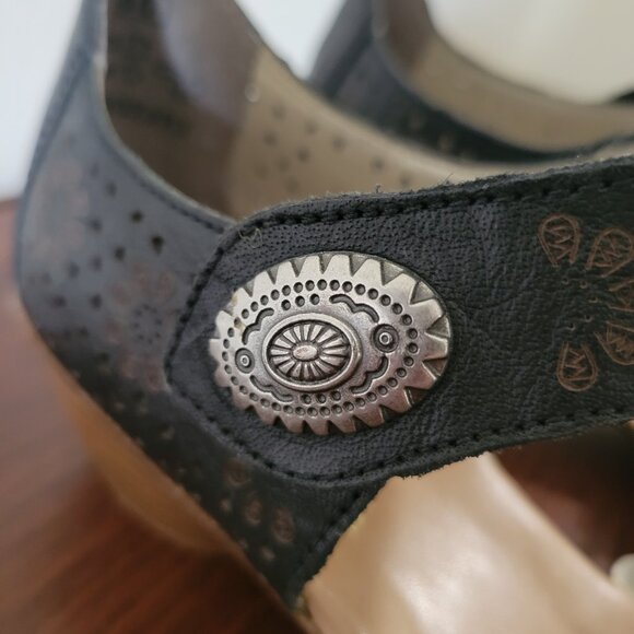 Rieker Antistress Mirjam 53 Women Black Leather Floral Chunky Heels Shoes 40 8.5 - Picture 3 of 9